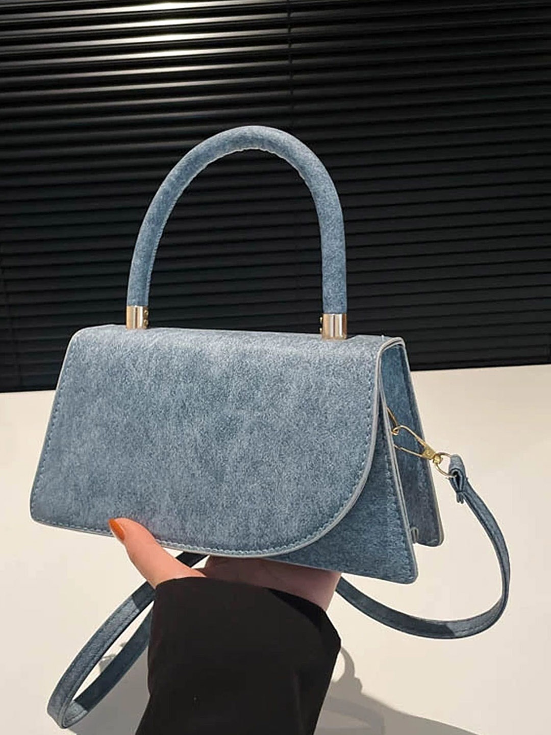 

LULU & SKY Embellished PU Oversized Shopper Tote Bag, Blue