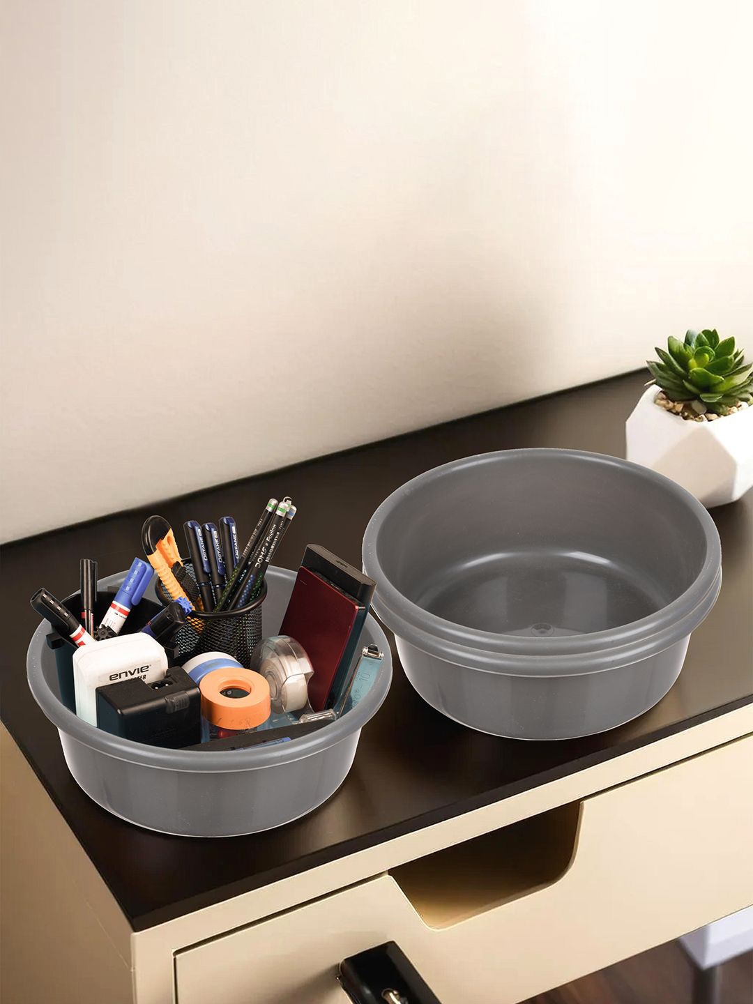 

Kuber Industries Grey 3 Pieces Multipurpose Storage Desk Organisers