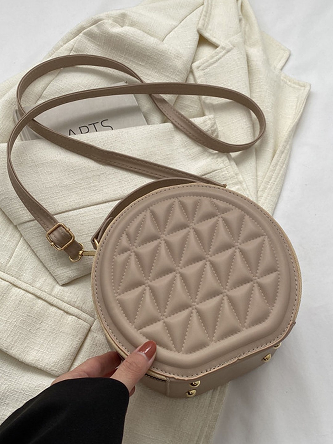 

LULU & SKY PU Oversized Structured Handheld Bag with Fringed, Khaki