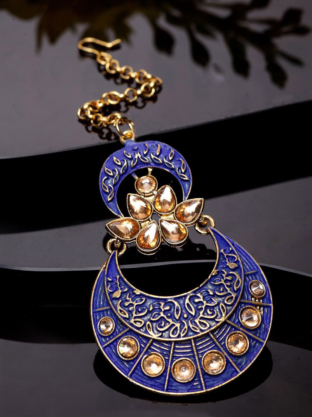 

Anouk Gold-Plated Artificial Stones and Beads Studded Maang Tikka