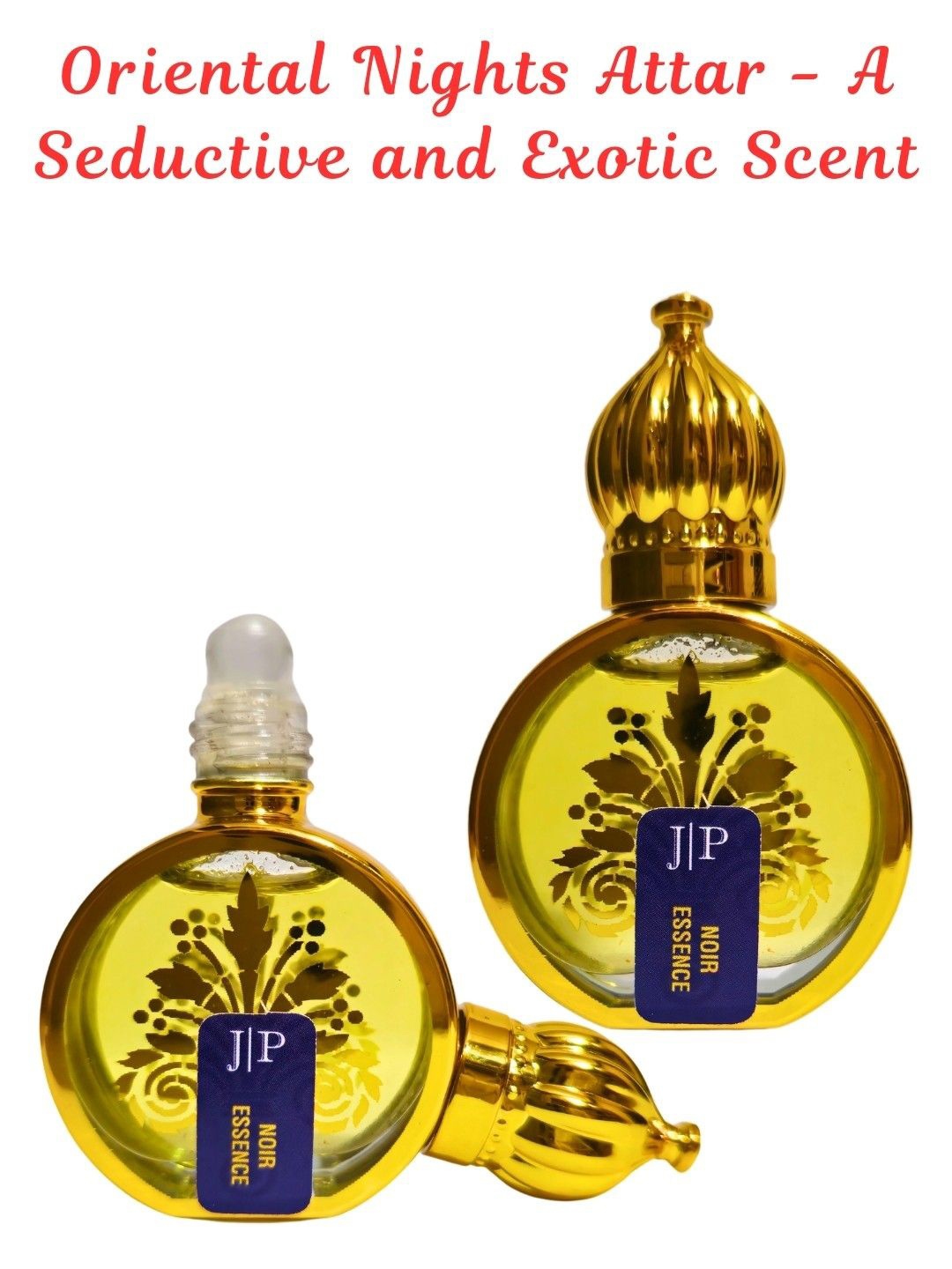 

Jeval Set Of 2 Oud Zenith & Noir Essence Alcohol Free Attar - 10 ml Each, Gold