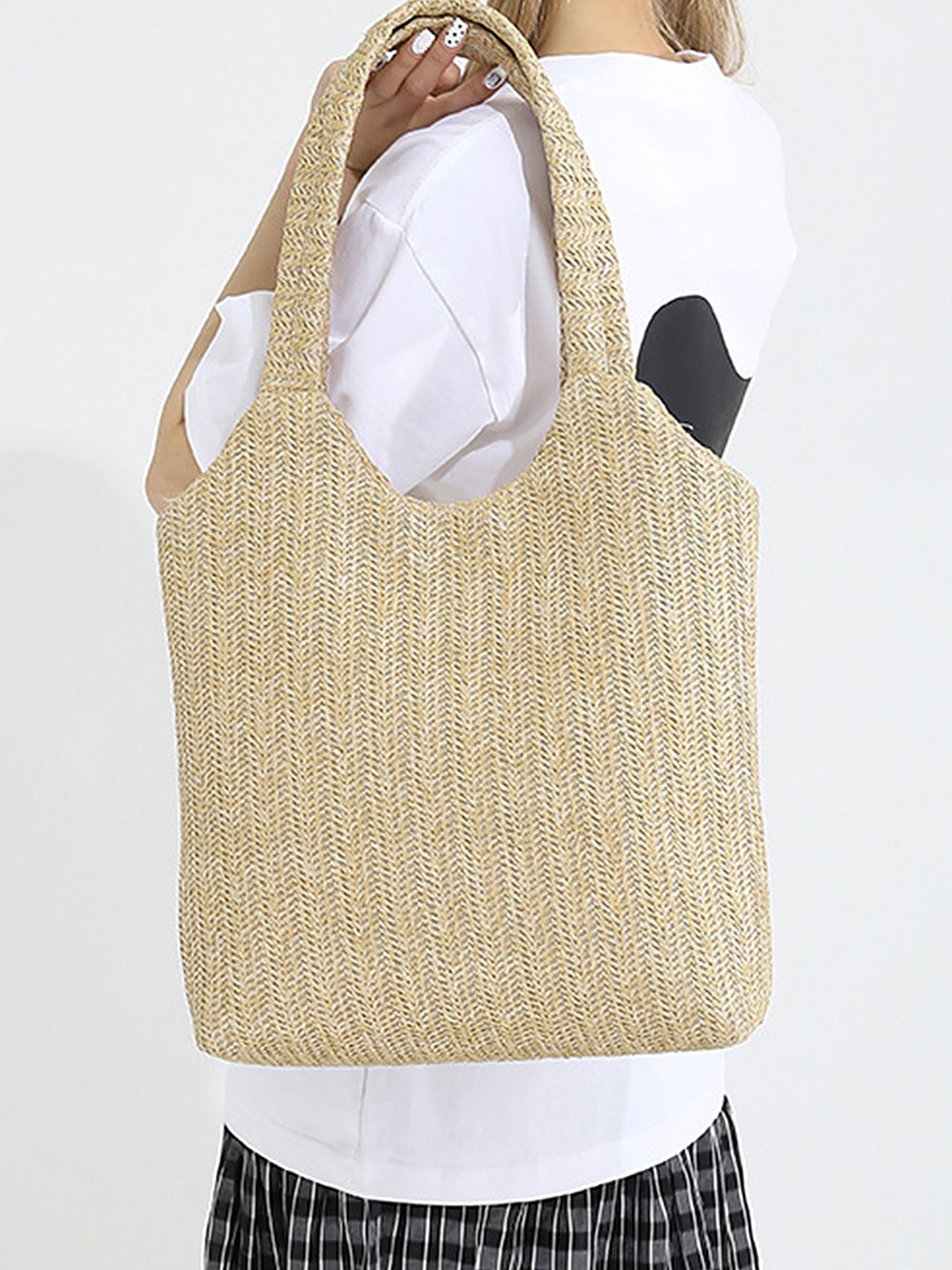 

LULU & SKY PU Shopper Handheld Bag with Fringed, Khaki