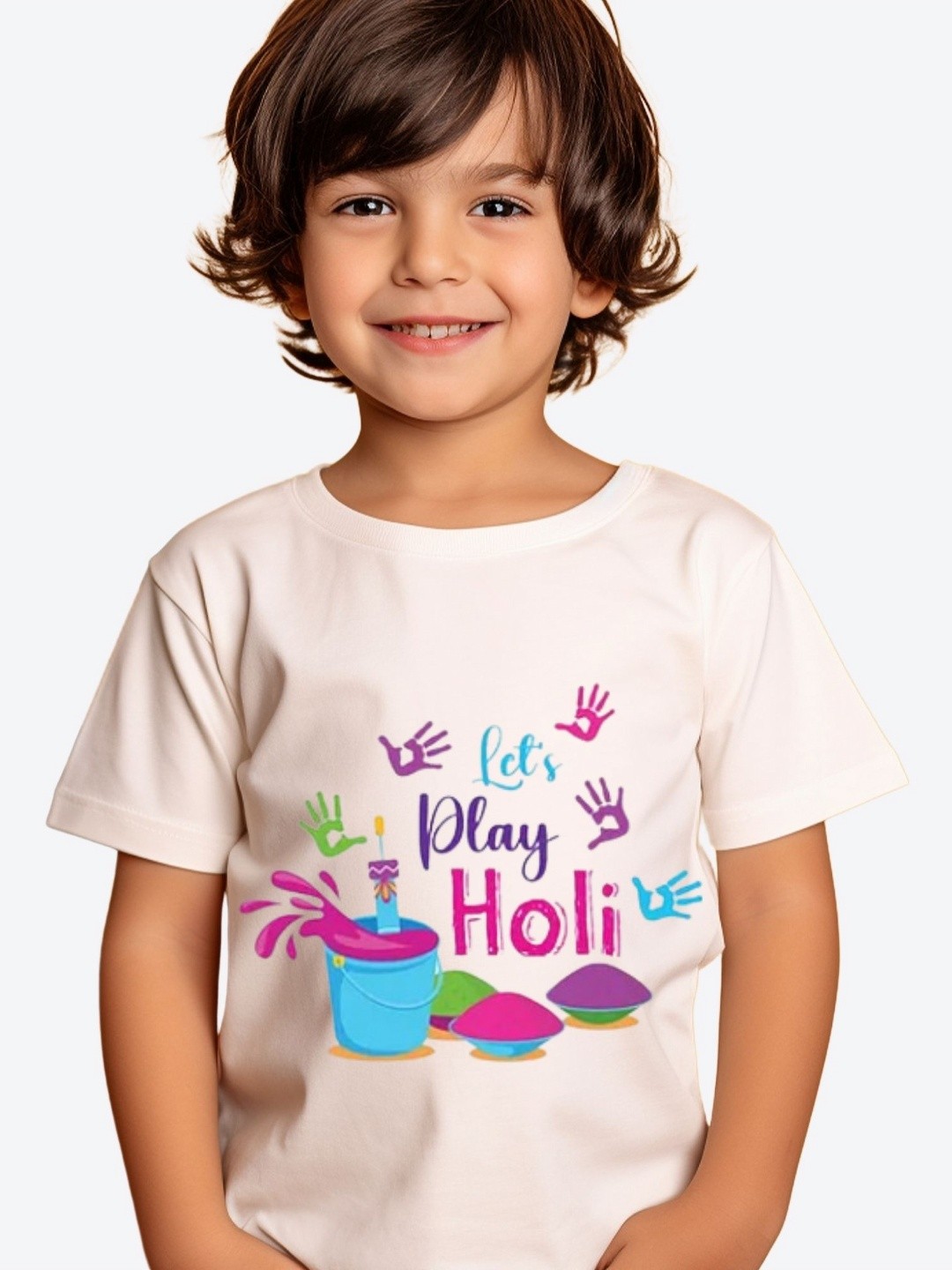

itsmycostume Unisex Kids Holi tshirts, White