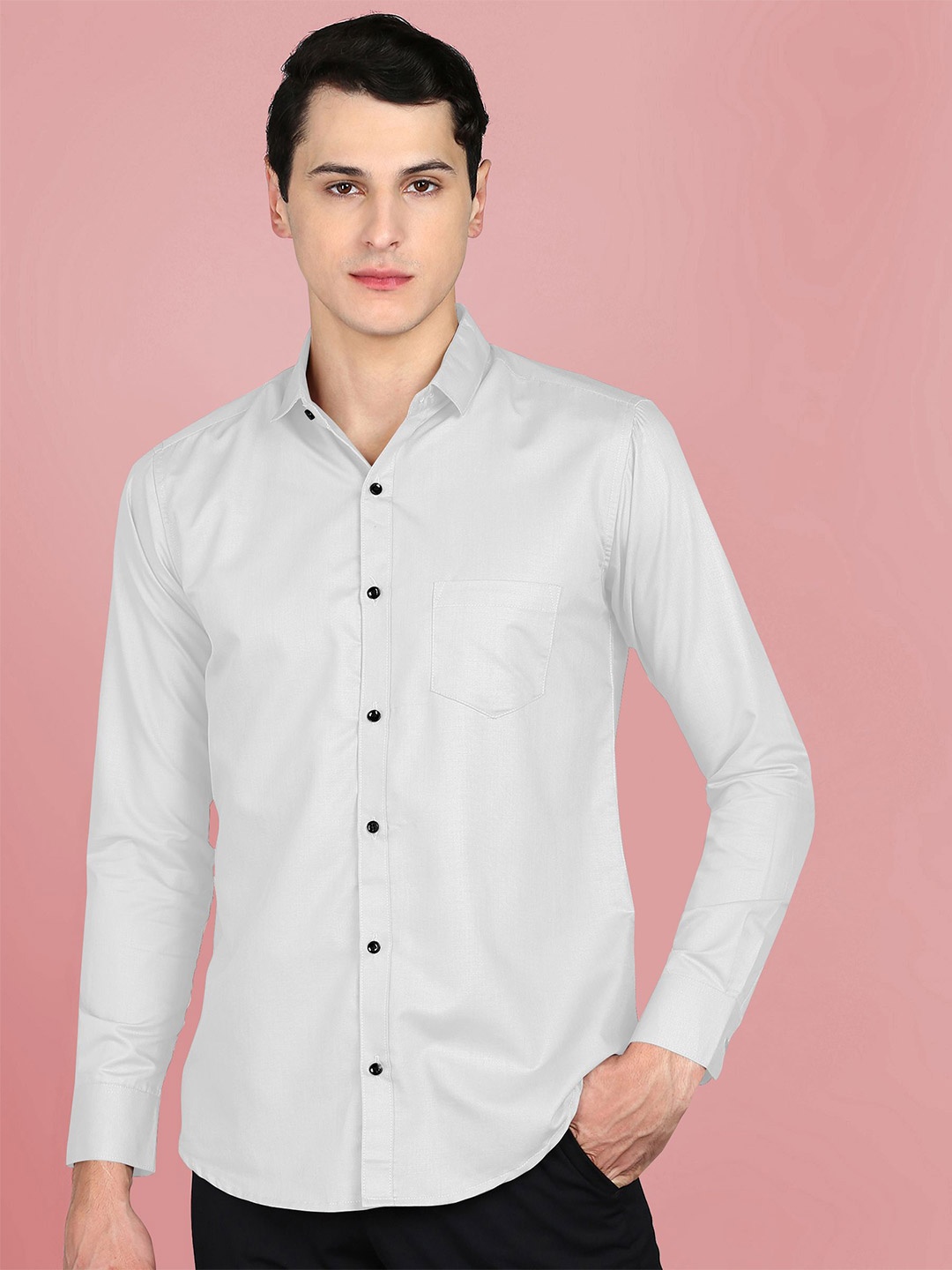 

Fibermill Men Slim Fit Opaque Casual Shirt, White