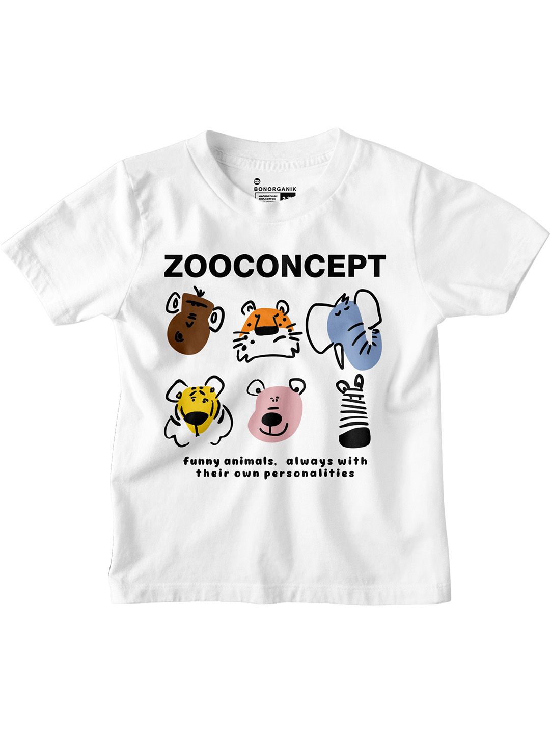 

BonOrganik Boys Graphic Printed Round Neck Cotton T-shirt, White