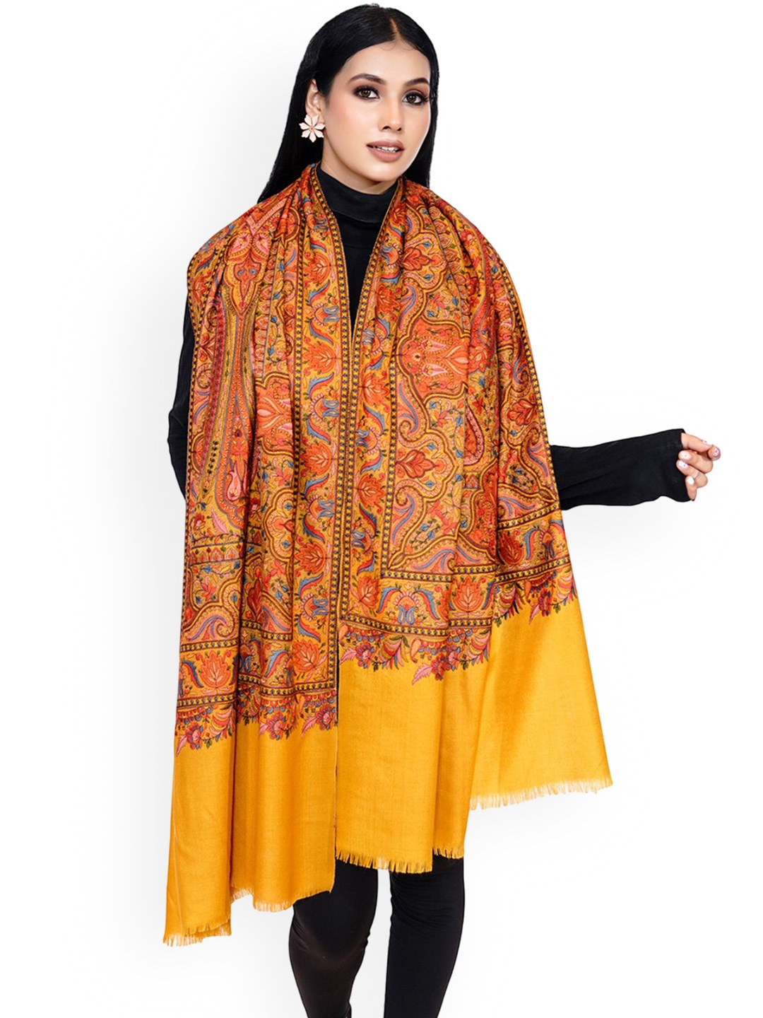 

PASHMAL INDIA PRIVATE LIMITED Paisley Printed Woollen Shawl, Yellow