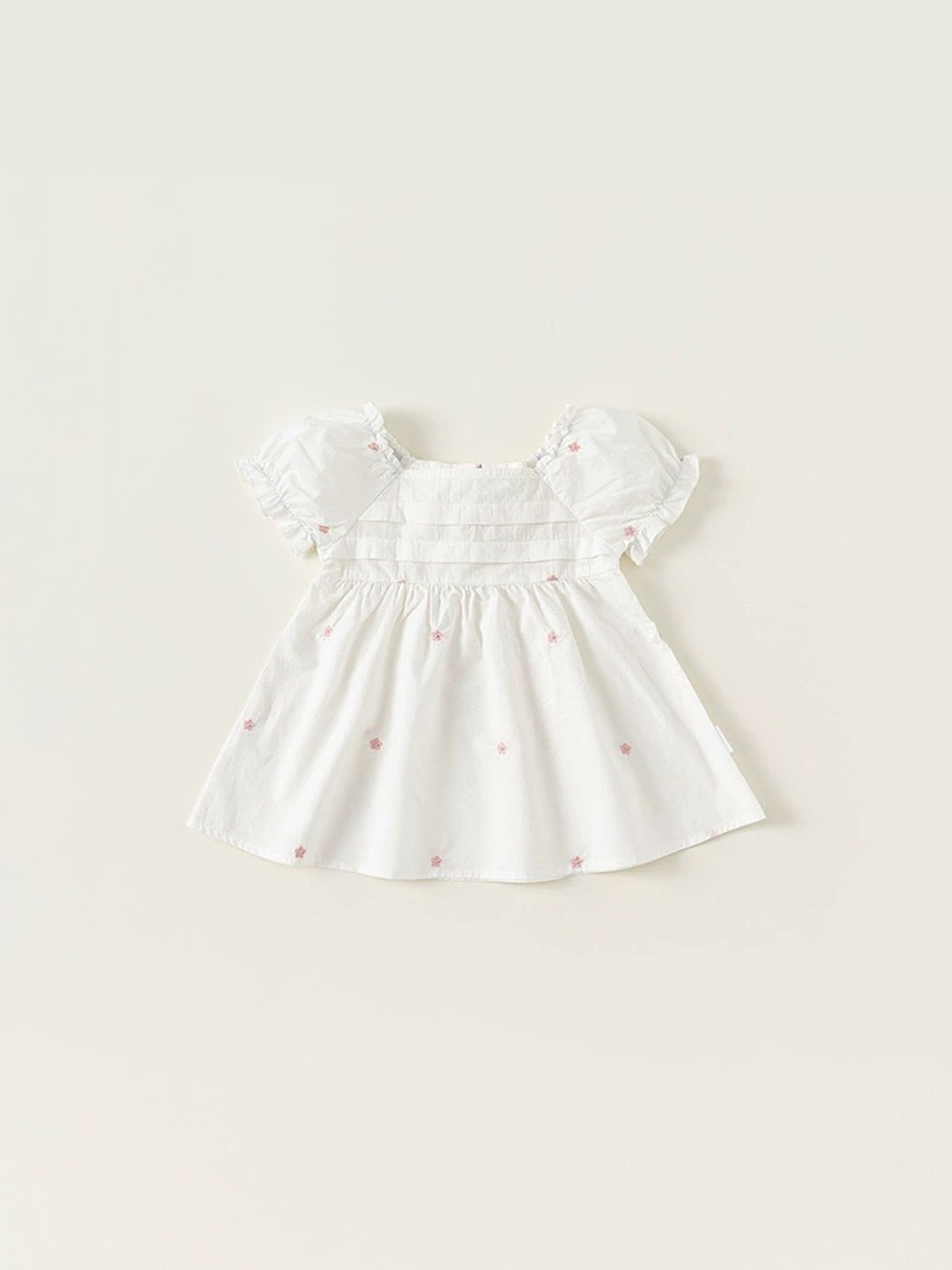

LULU & SKY Girls Embroidered Cotton Fit & Flare Dress, White