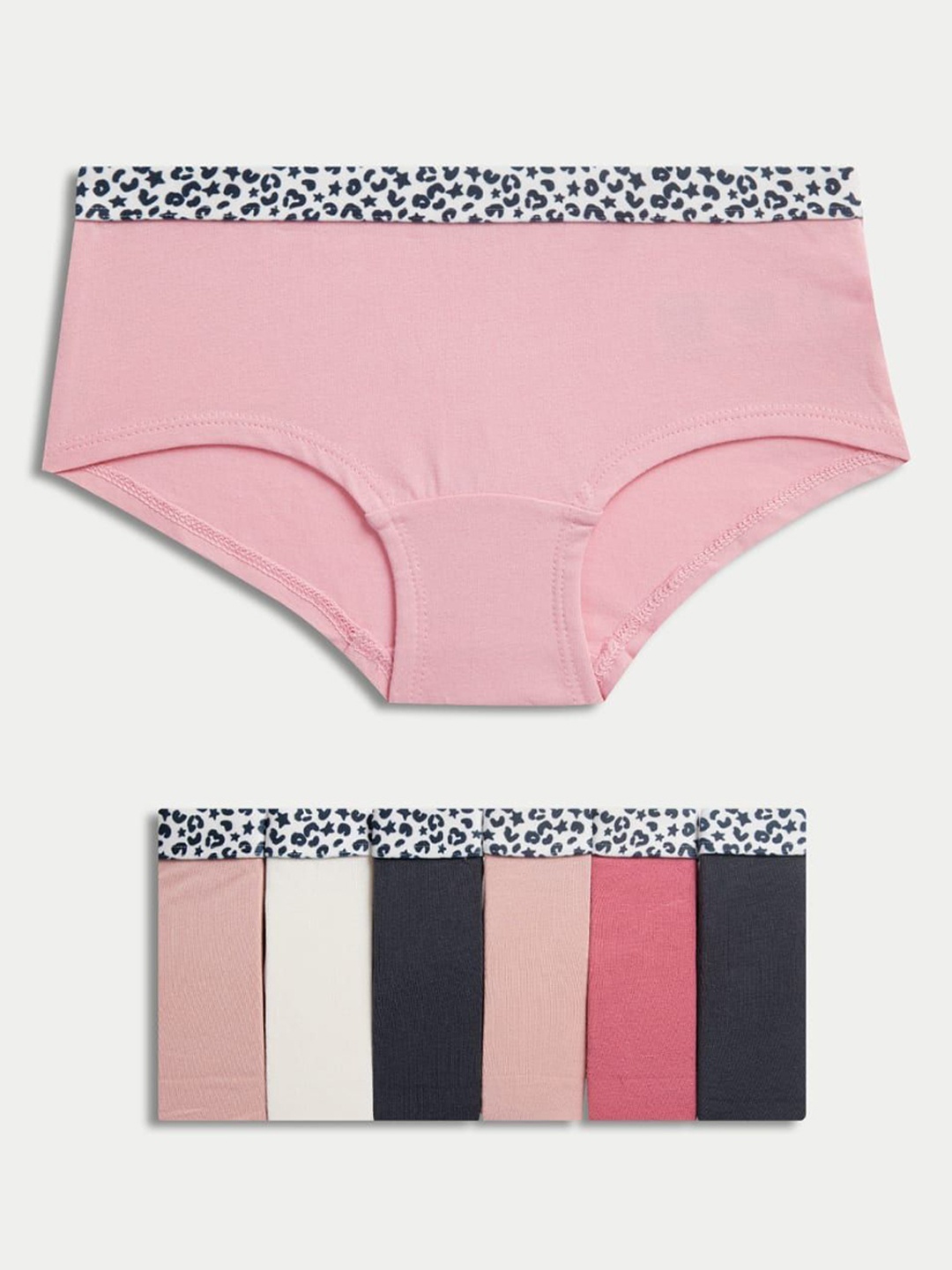 

Marks & Spencer Girls Pack Of 7 Animal Printed Cotton Hipster Briefs T712022DMULTI, Pink