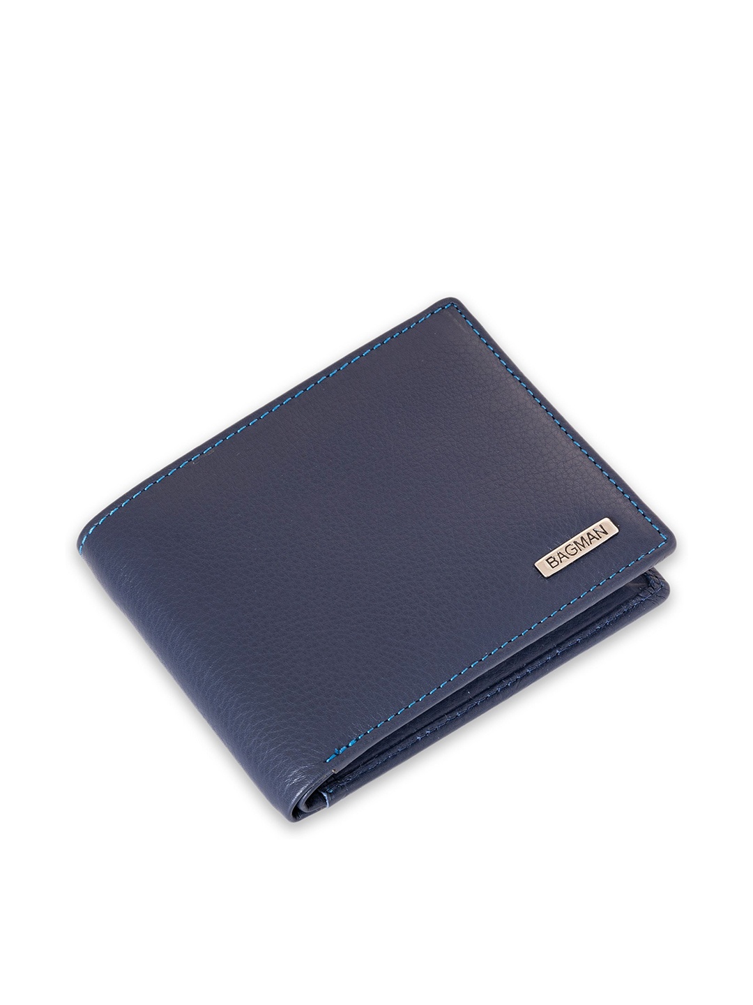 

BAGMAN Men Leather Two Fold Wallet, Blue