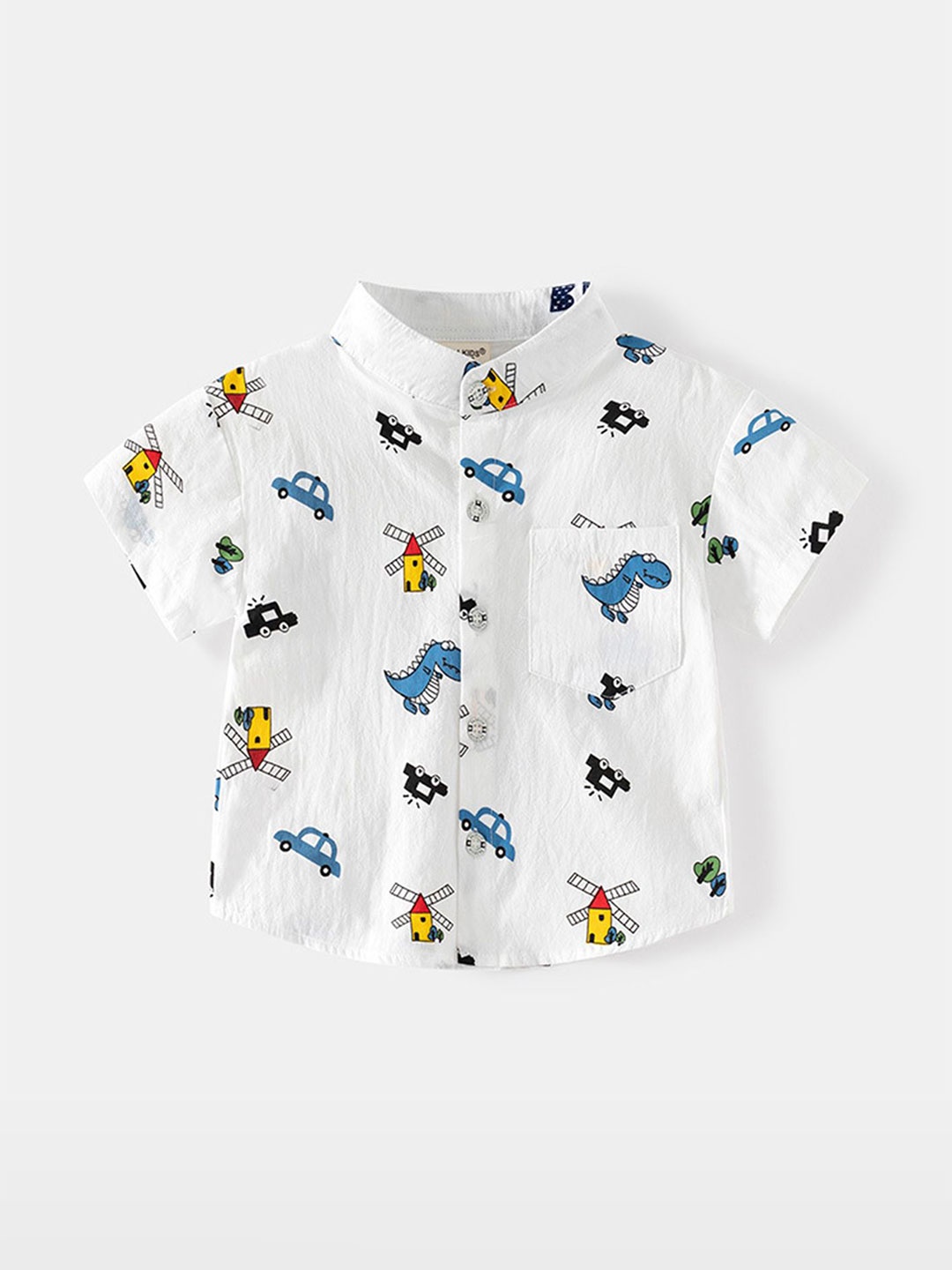 

LULU & SKY Boys Opaque Printed Casual Shirt, White