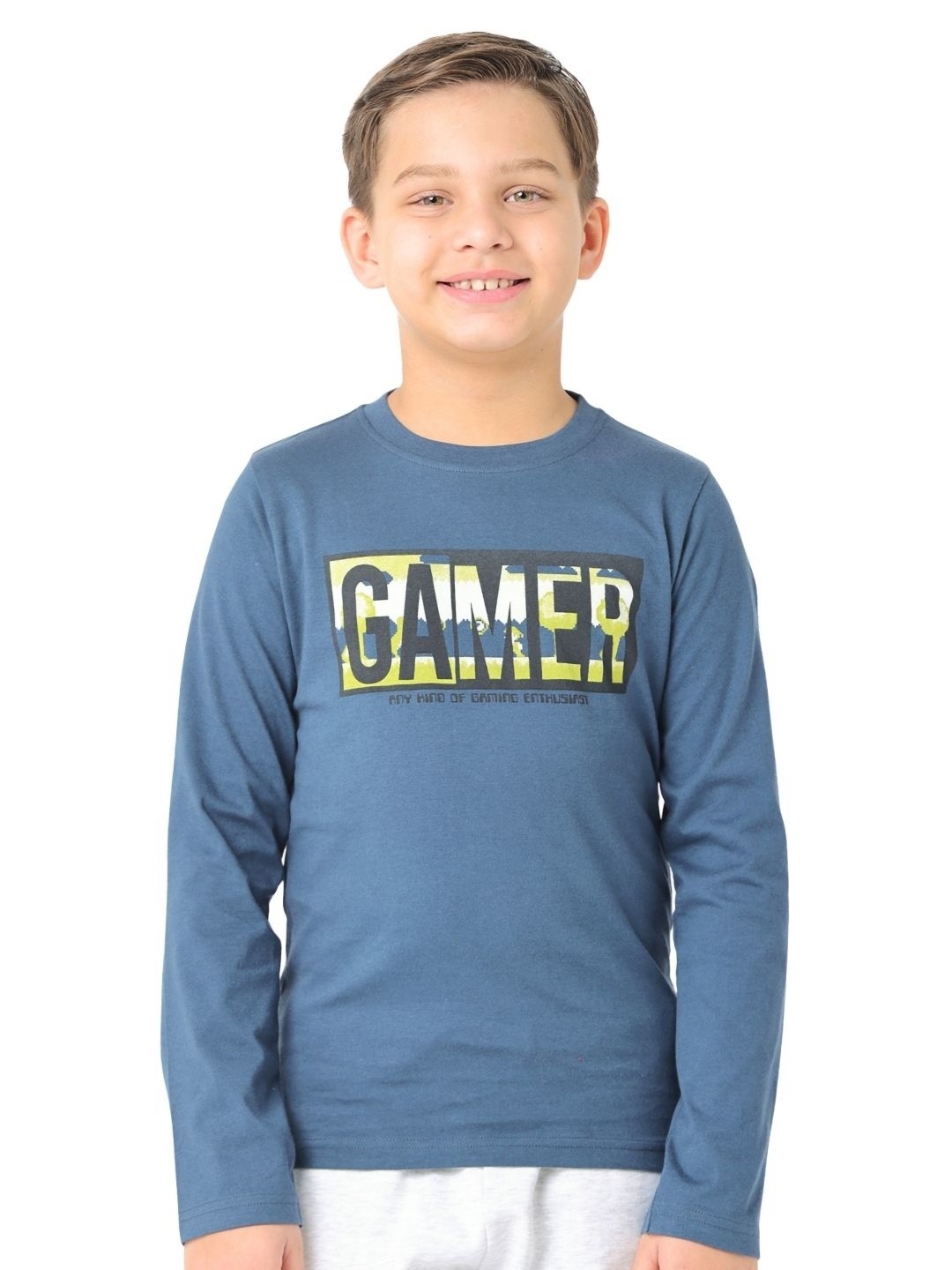 

Nuego Boys Printed Bio Finish T-shirt, Blue