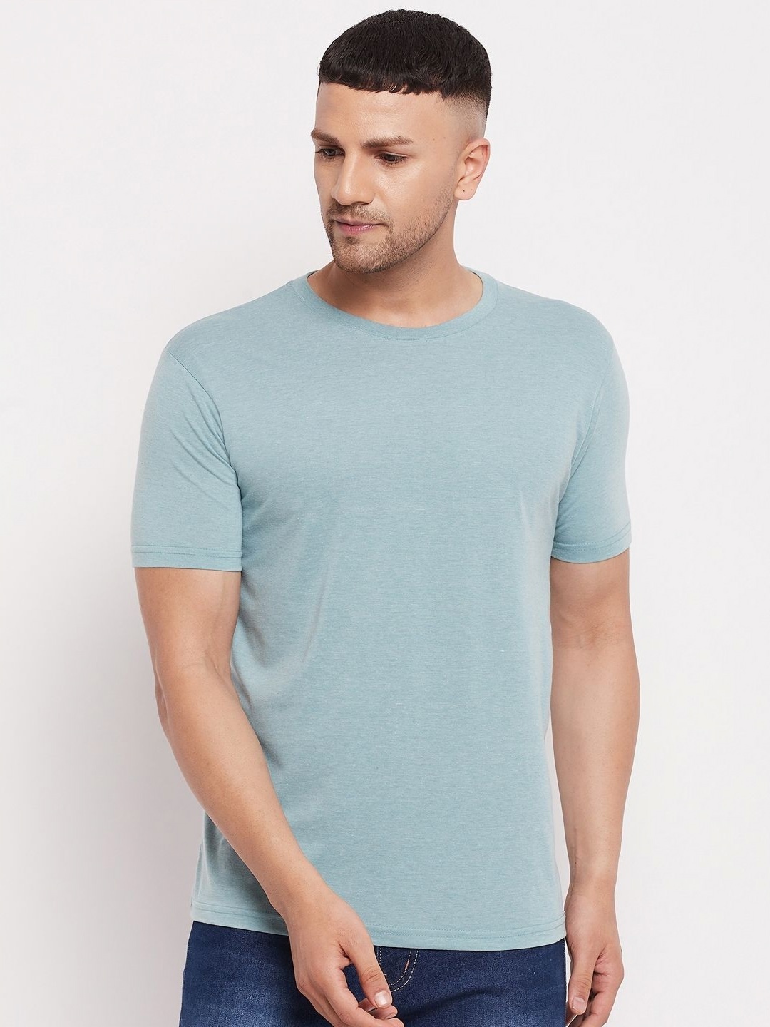 

LYCOS Men Solid Round Neck Cotton T-shirt, Sea green