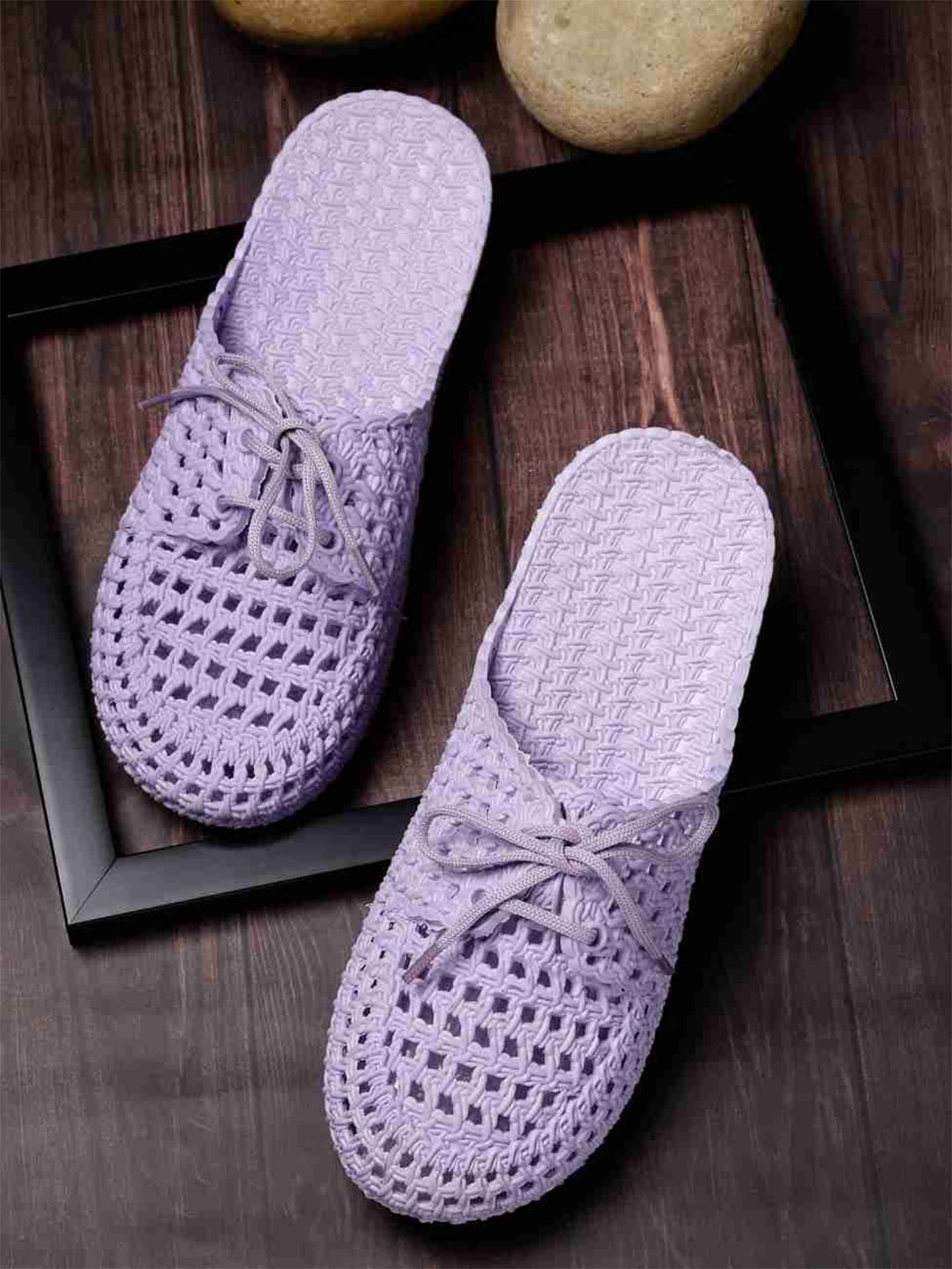 

Brofoot Women Textured Lightweight Open Toe Flats, Purple