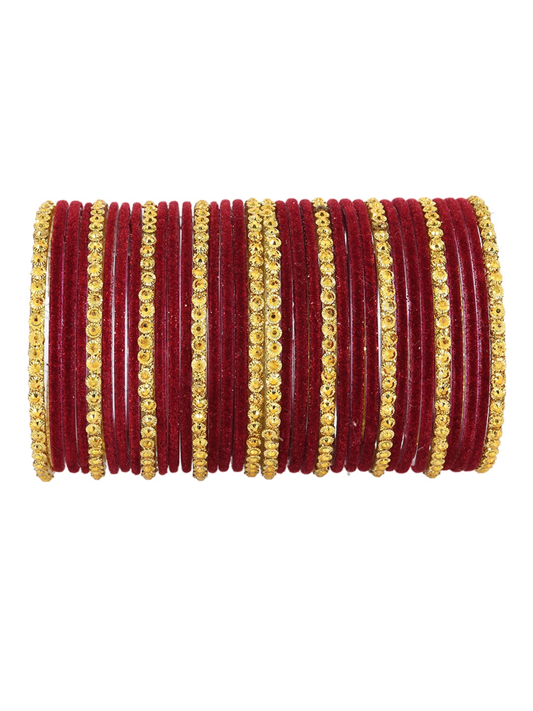 

ZULKA Set Of 34 Embellished Bangles, Maroon