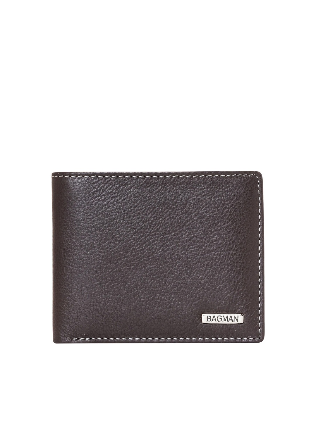 

BAGMAN Men Leather Two Fold Wallet, Brown