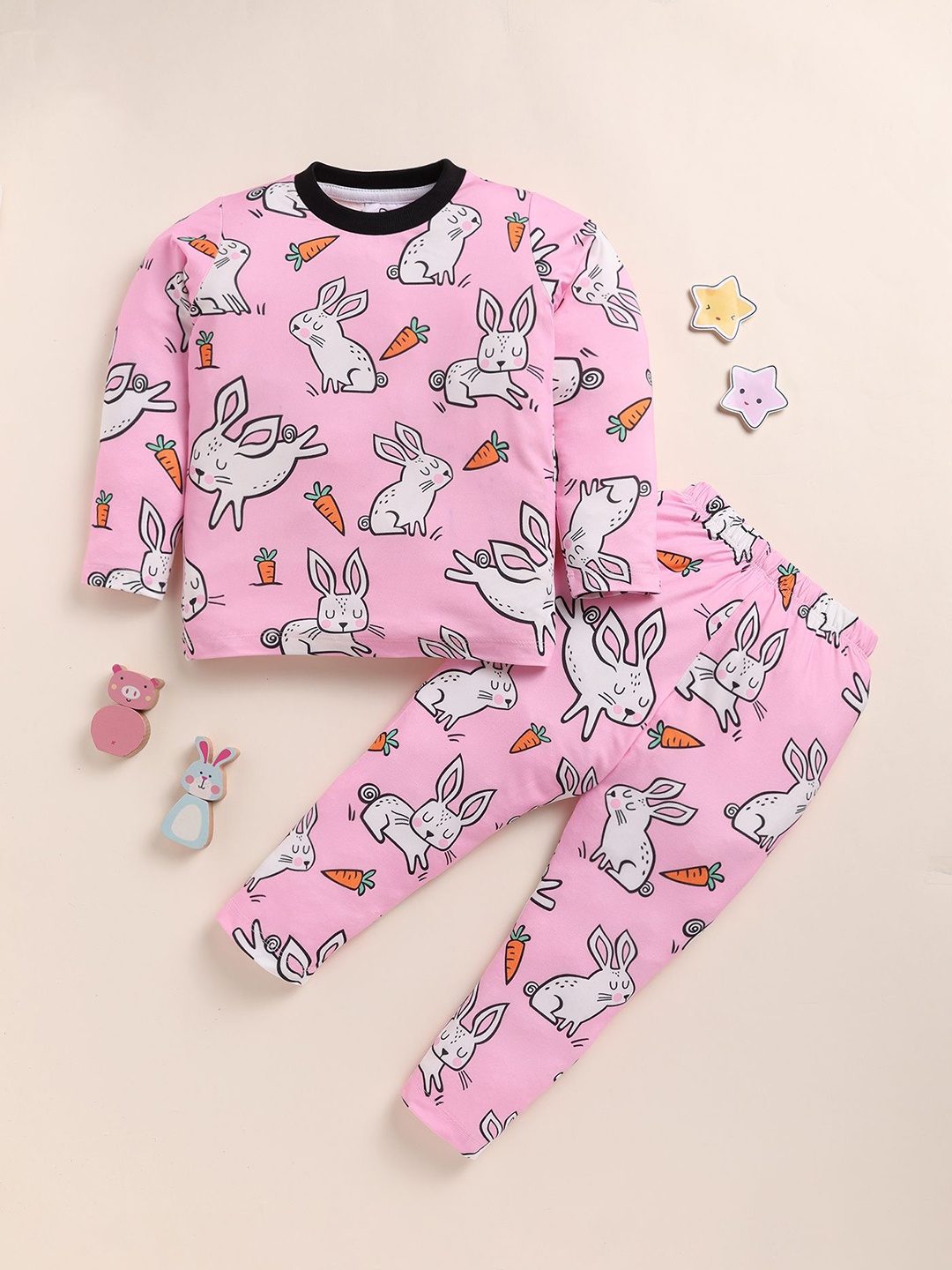 

YK Girls Printed Night suit, Pink