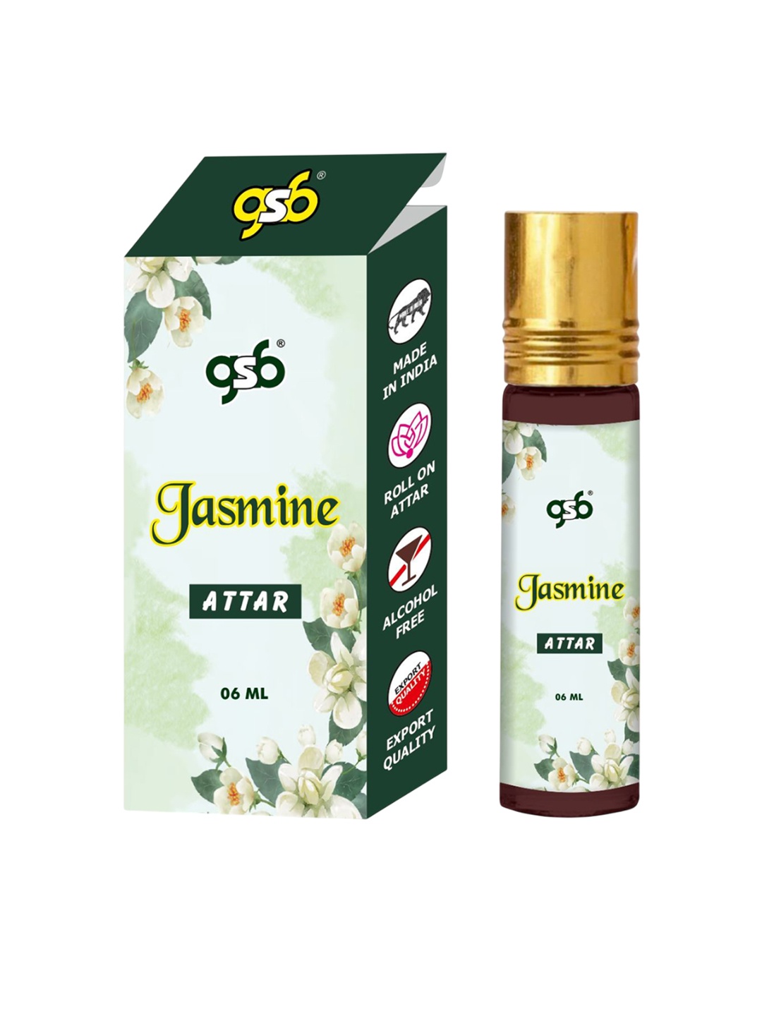 

GSB Jasmine Pure Natural Long Lasting Alcohol Free Attar 6 ml, Transparent