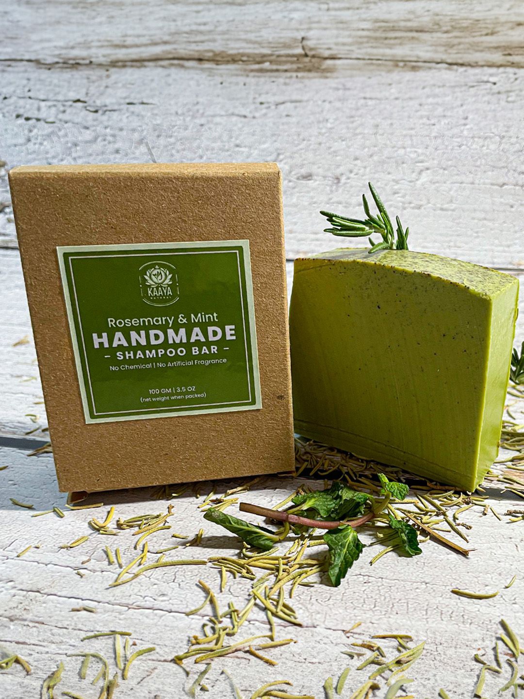 

Kaaya Natural Set Of 2 Rosemary & Mint Shampoo Bar - 100g Each, Green