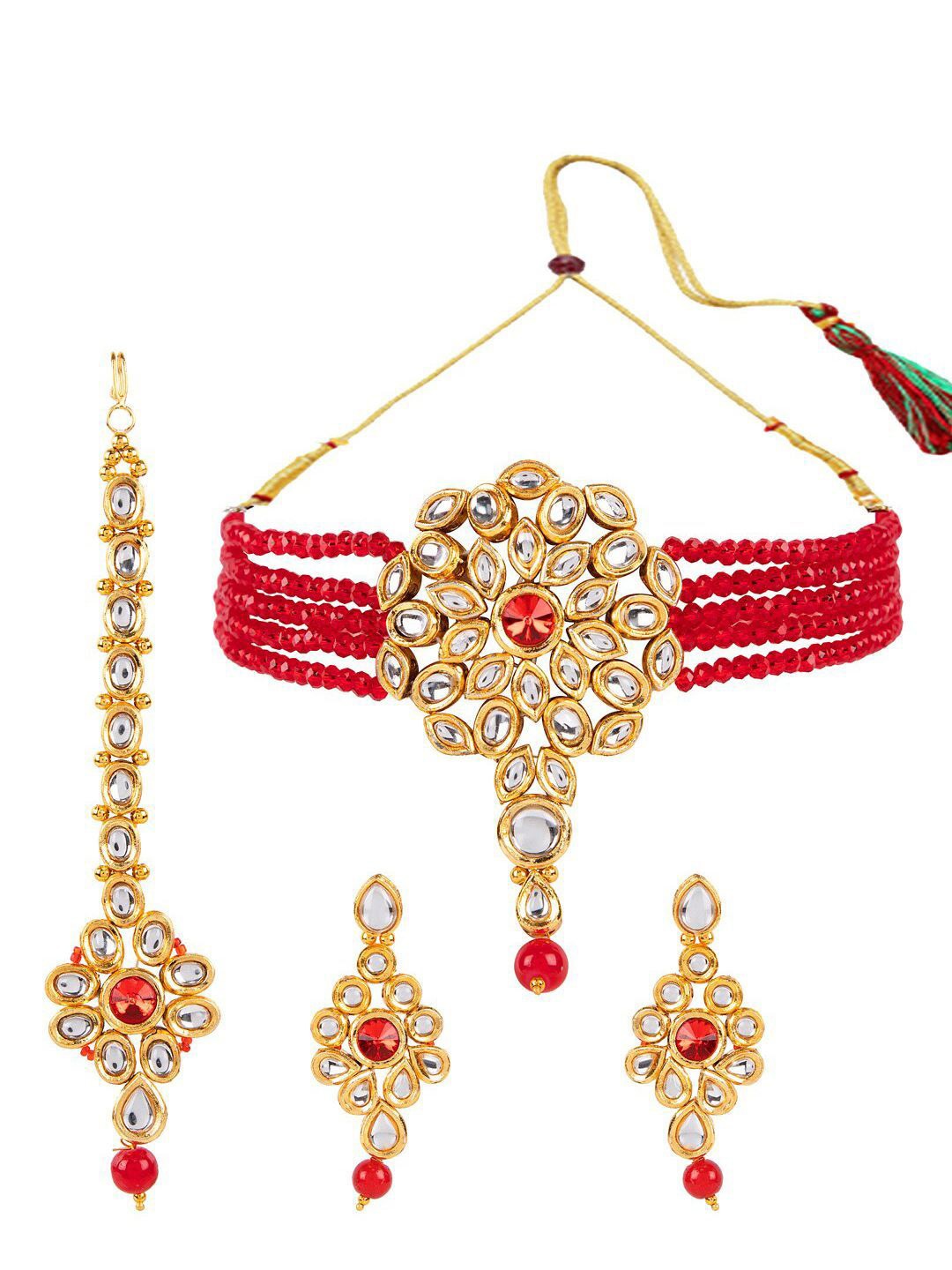 

Anouk Gold-Plated Kundan Studded Jewellery Set, Red