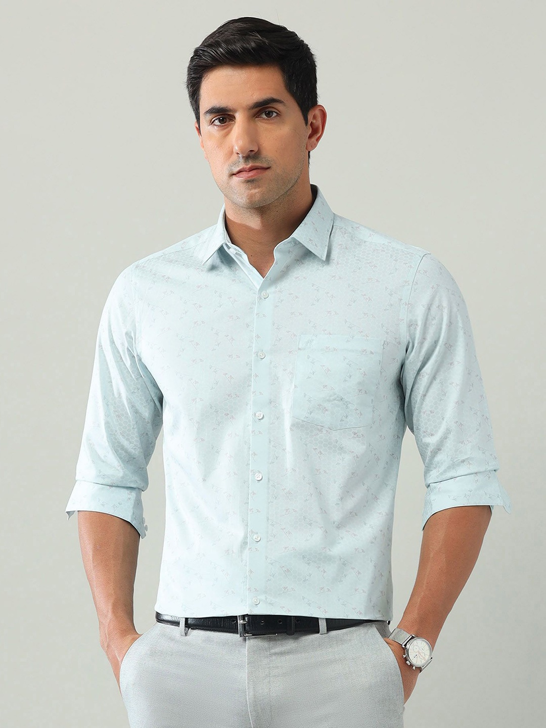 

Arrow Men Classic Floral Opaque Printed Formal Shirt, Green