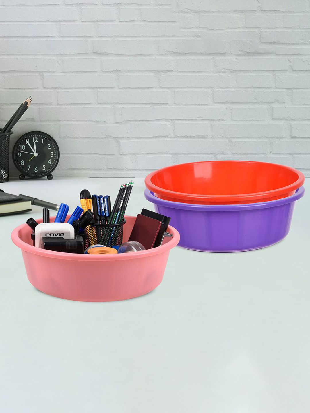 

Kuber Industries Purple & Red 3 Pieces Multipurpose Storage Tub Organizer 6L