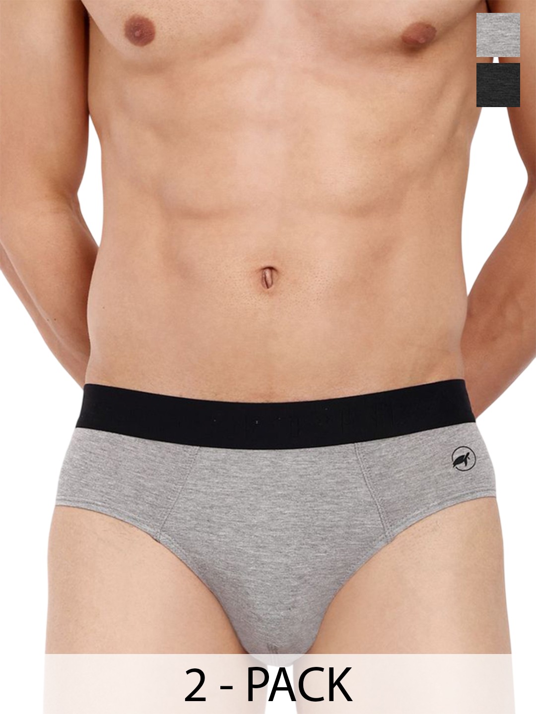 

LOGGERHEAD Pack Of 2 Cotton Mid-Rise Basic Briefs LHFB004-Black-Grey
