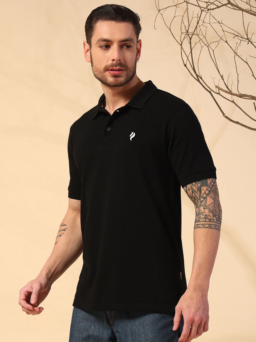 

PockMAN Men Anti Odour Solid Polo Collar Cotton T-shirt, Black