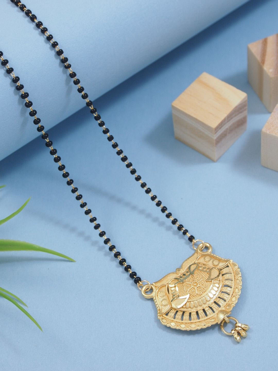 

I Jewels Gold-Plated Artificial Beads Beaded Mangalsutra