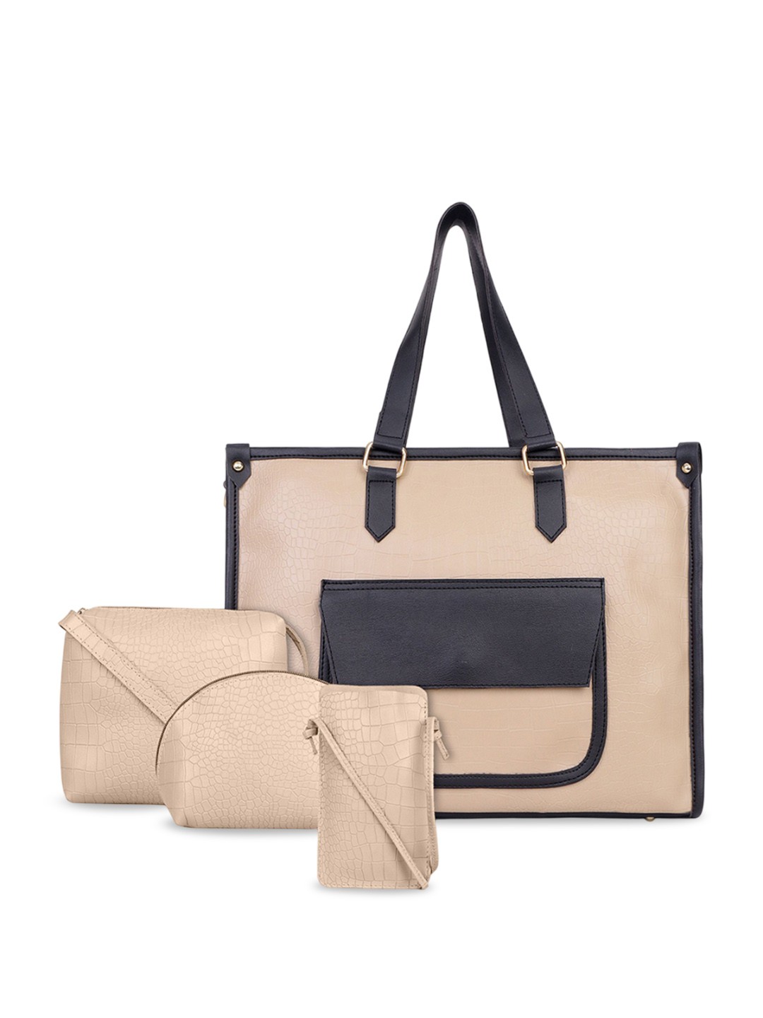 

LEGAL BRIBE Women Solid Structured Tote Bag, Beige