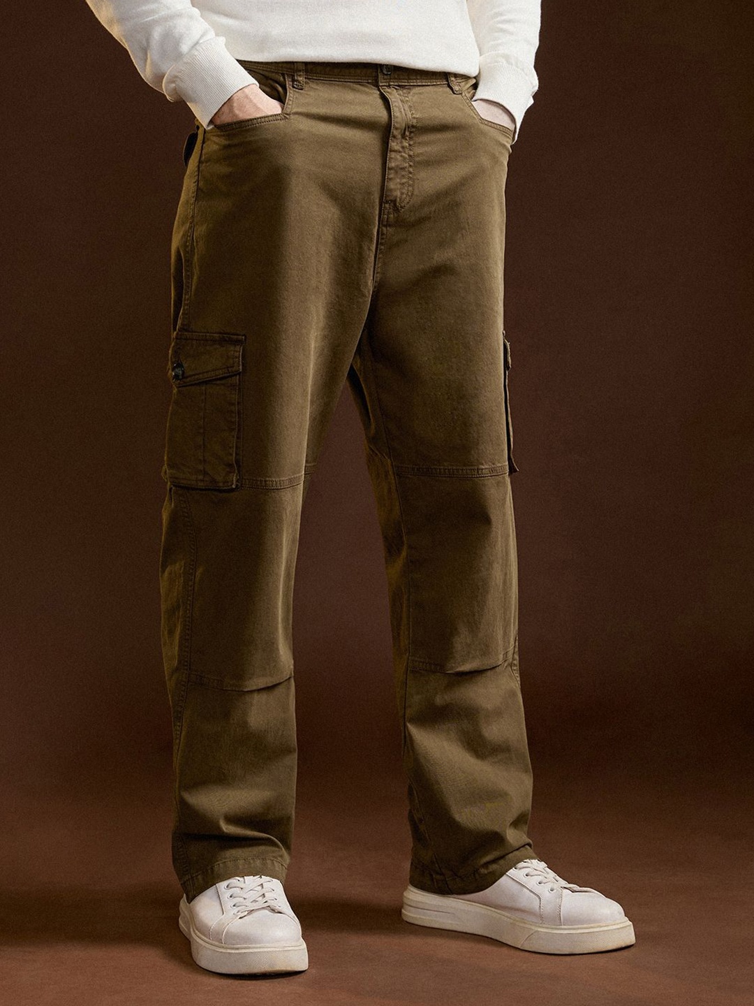 

THE BEAR HOUSE Men's Cotton Solid Utility Cargo, Brown