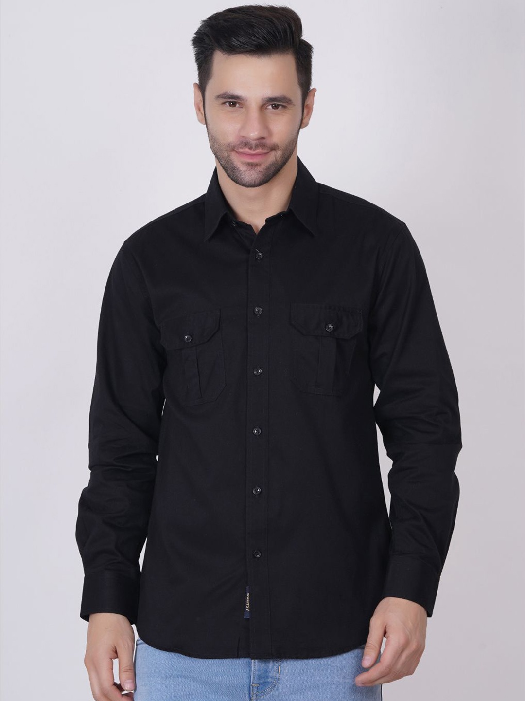 

ASHTOM Men Standard Opaque Casual Shirt, Black