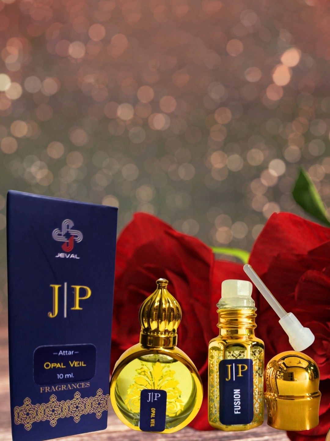 

Jeval Set Of 2 Opal Veil - 10 ml & fusion - 3 ml Alcohol Free Roll On Attar, Gold