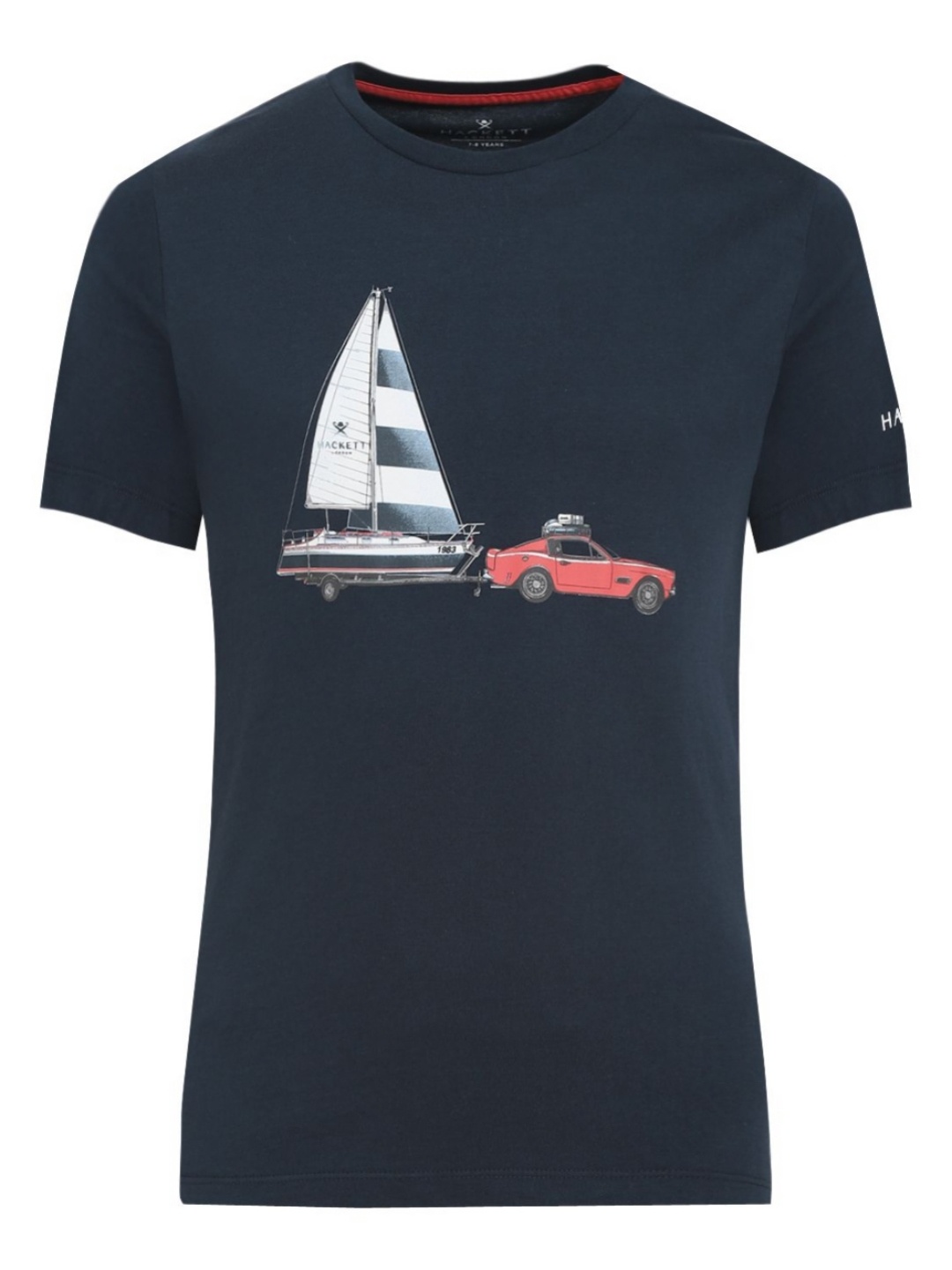 

HACKETT LONDON Boys Graphic Printed Round Neck Cotton T-shirt, Navy blue