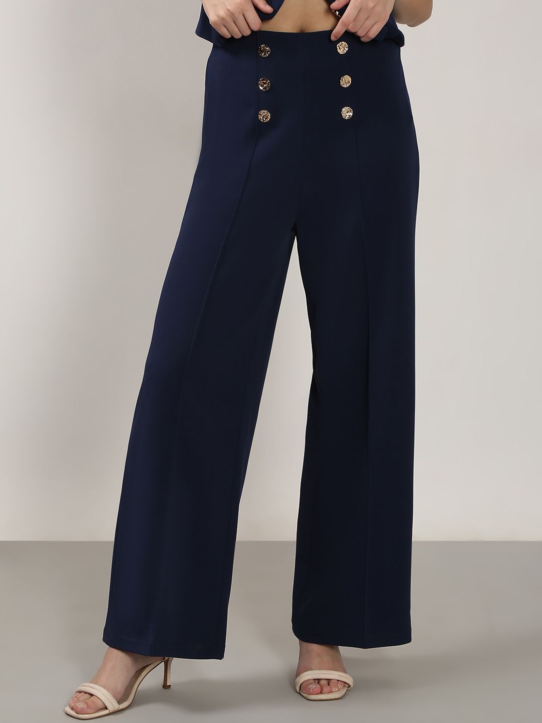 

Vero Moda Women Straight Fit High-Rise Culottes Trousers, Navy blue