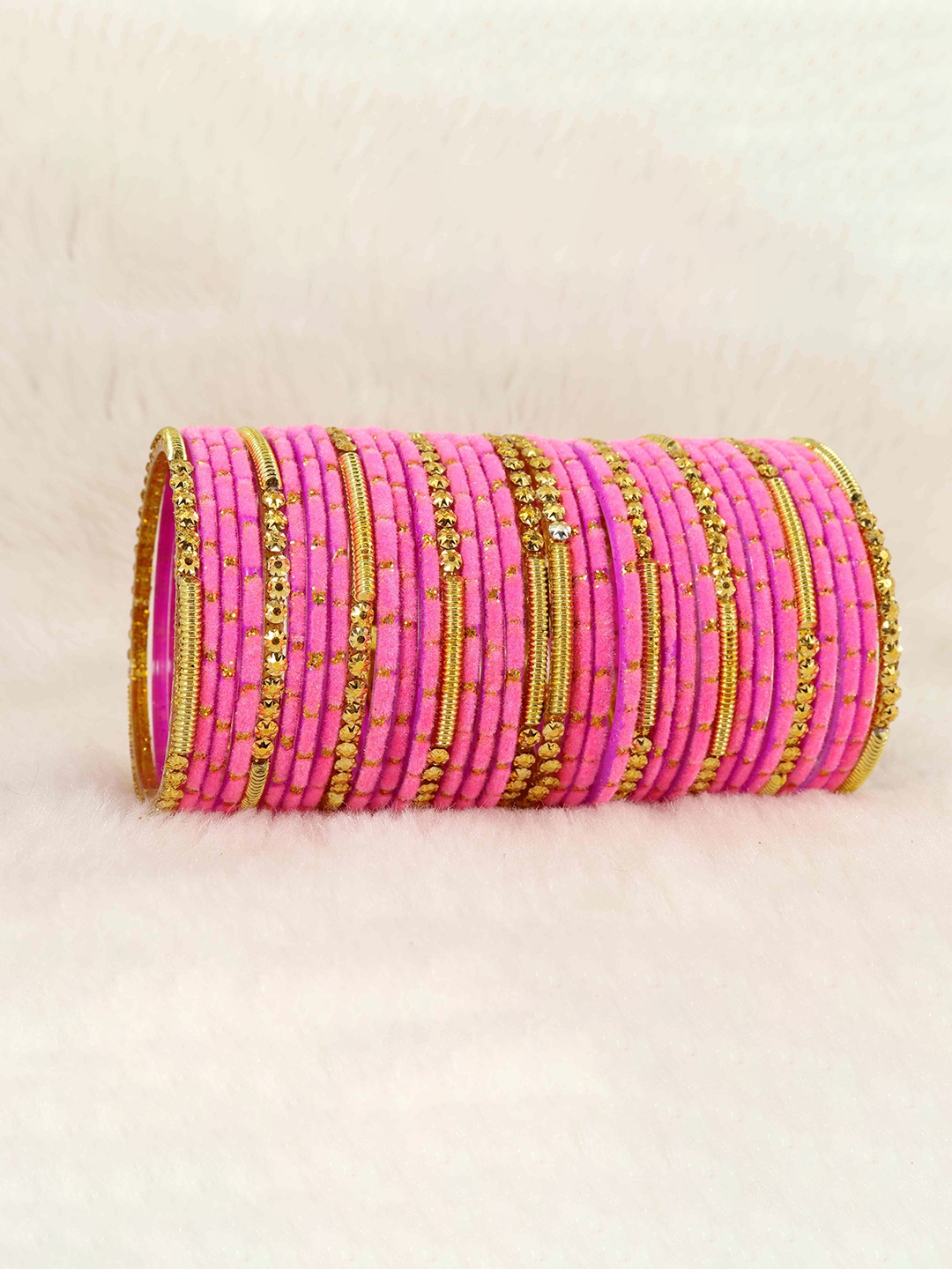 

ZULKA Set Of 34 Beaded Bangles, Pink