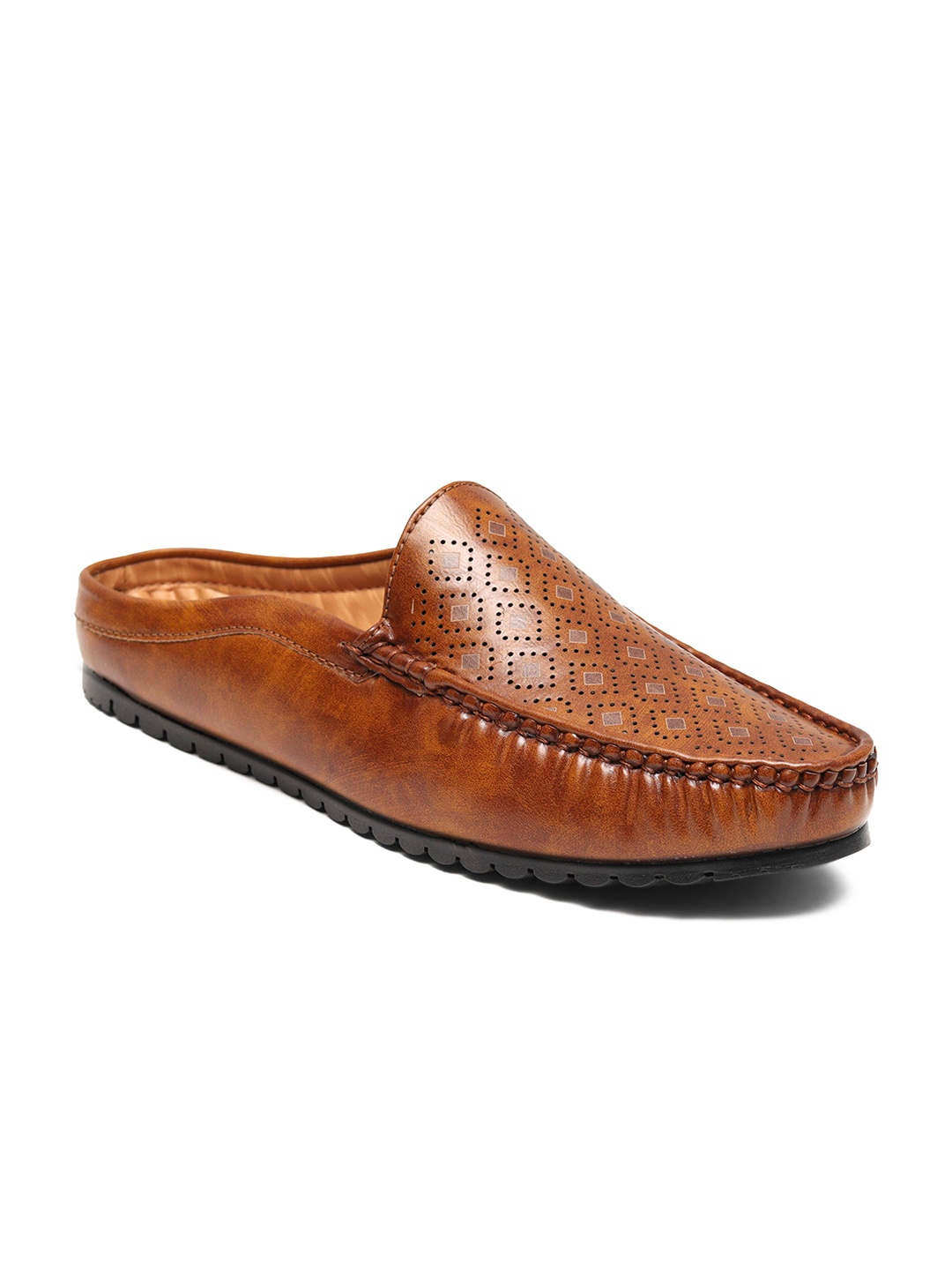 

ARAMISH Men Perforations Mules, Tan