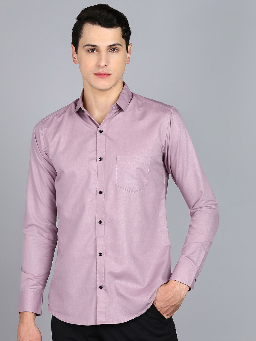 

Fibermill Men Slim Fit Opaque Casual Shirt, Mauve
