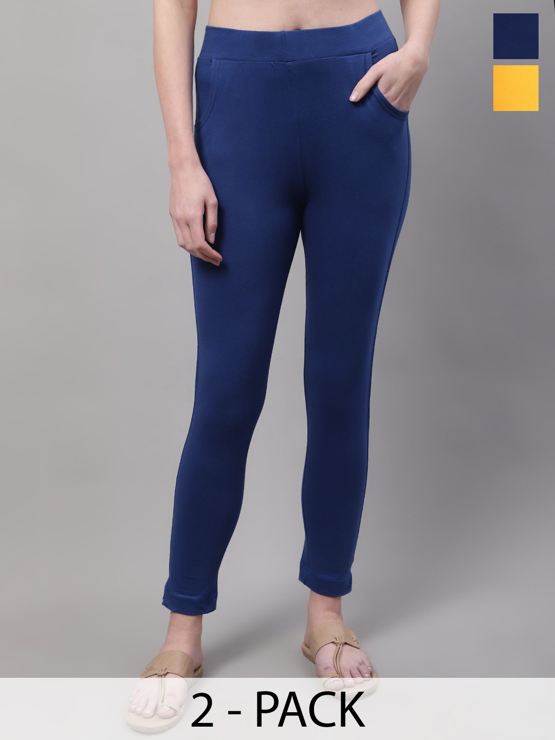 

Valles365 by S.C. Pack Of 2 Cotton Ankle Length Leggings, Blue
