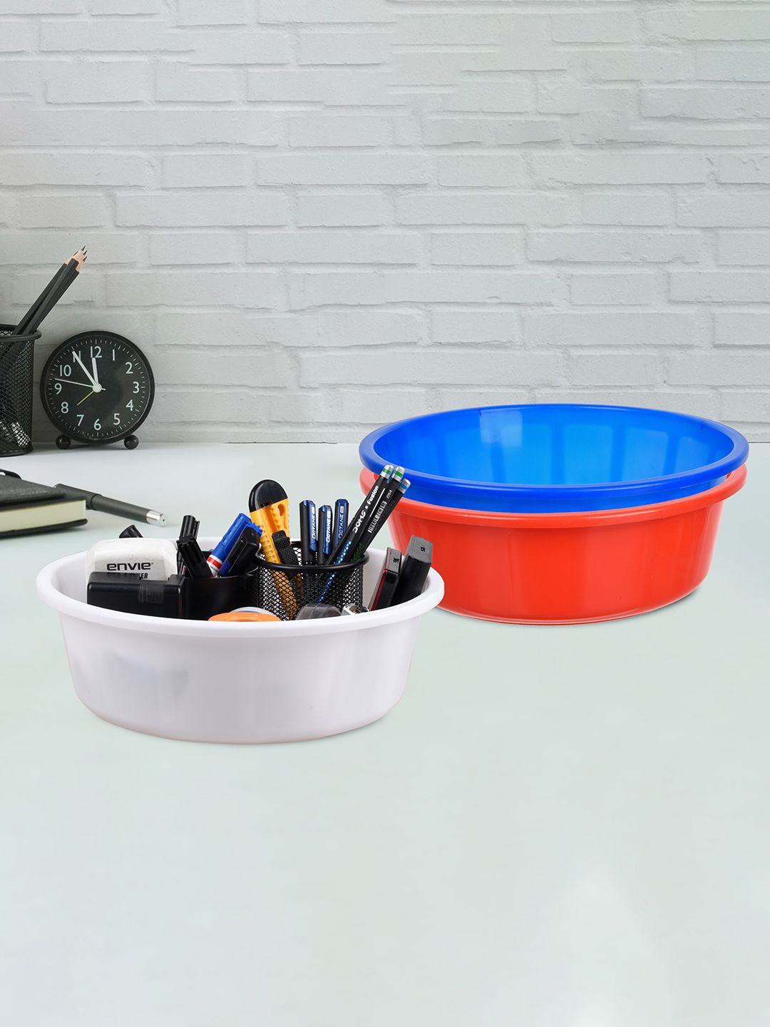 

Kuber Industries Red and Blue 3 Pieces Multipurpose Storage Desk Organisers