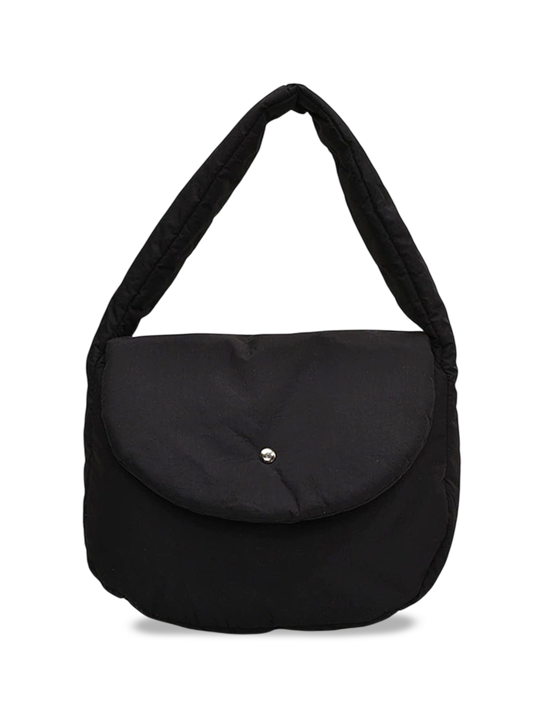 

LULU & SKY Colourblocked Oversized Structured Hobo Bag with Cut Work, Black
