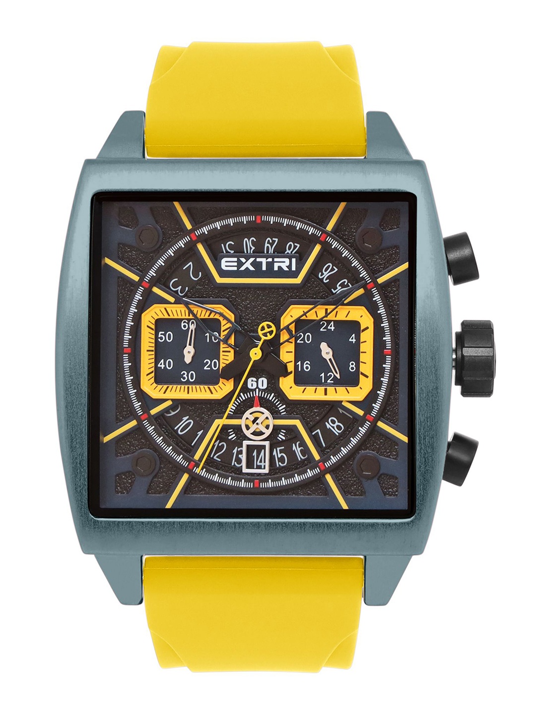 

EXTRI Men Dial & Textured Straps Reset Time Analogue Watch X6076-F, Black