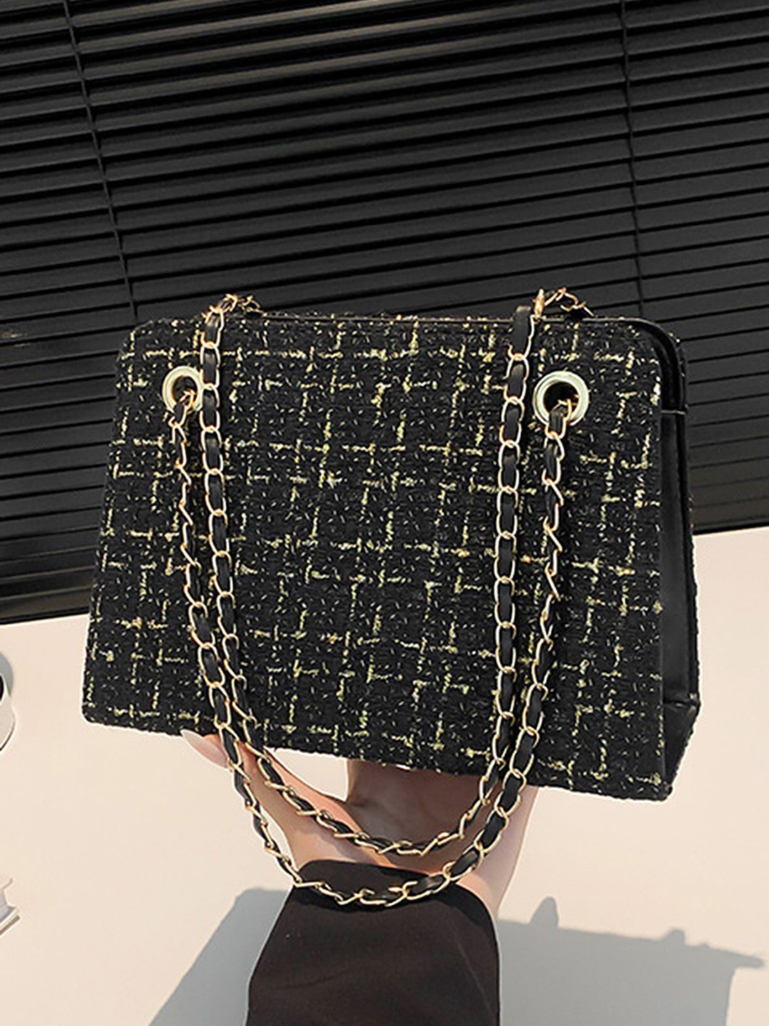 

LULU & SKY Printed PU Oversized Shopper Hobo Bag with Cut Work, Black