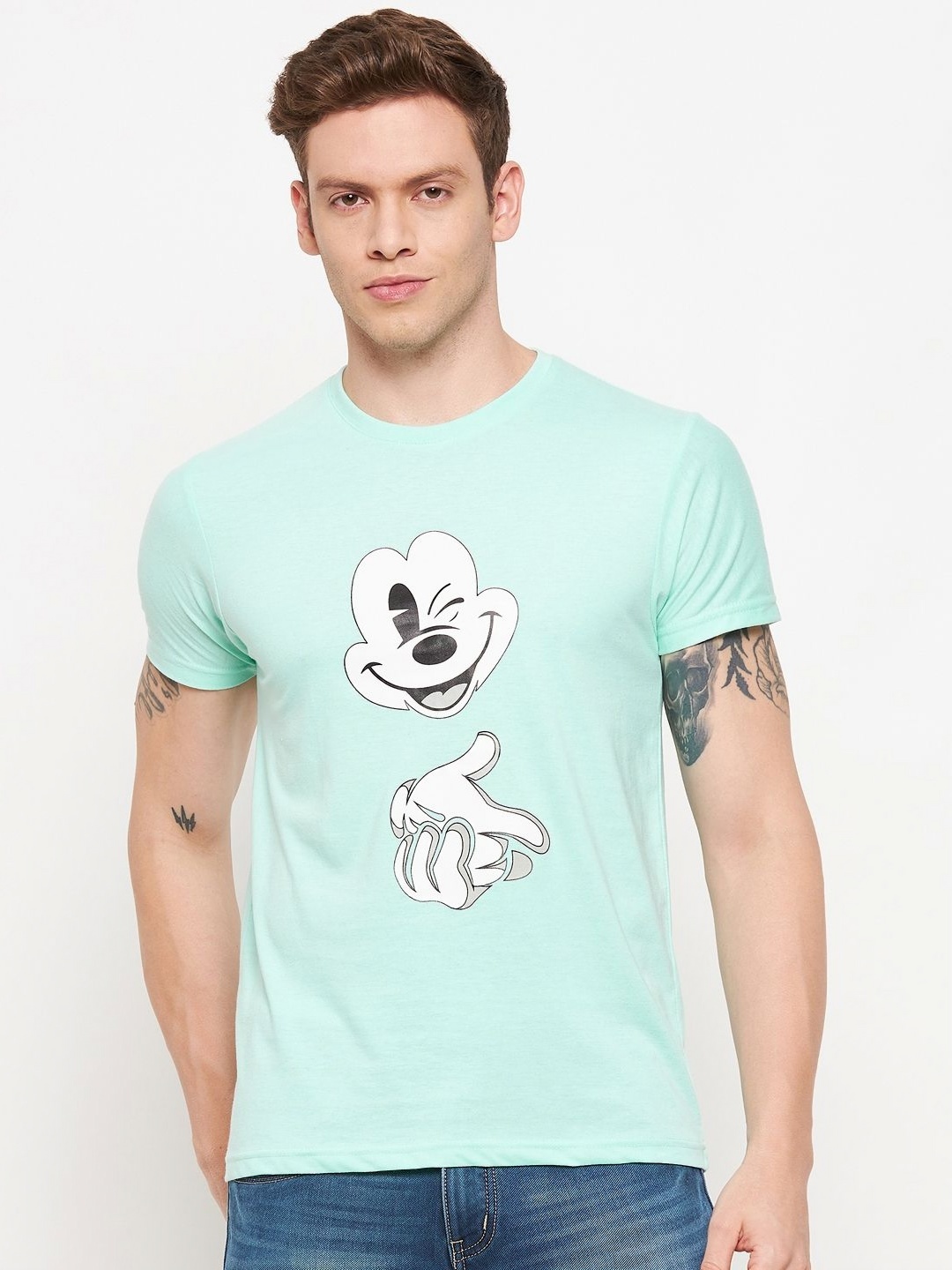 

LYCOS Men Graphic Printed Round Neck Cotton T-shirt, Sea green