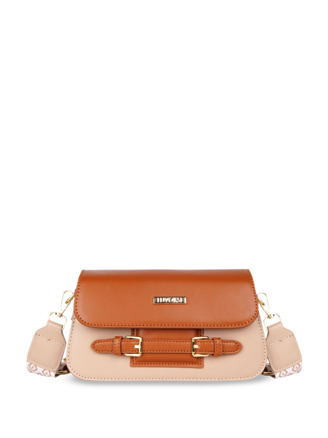 

Luvoksi Women Colourblocked Structured Sling Bag, Brown