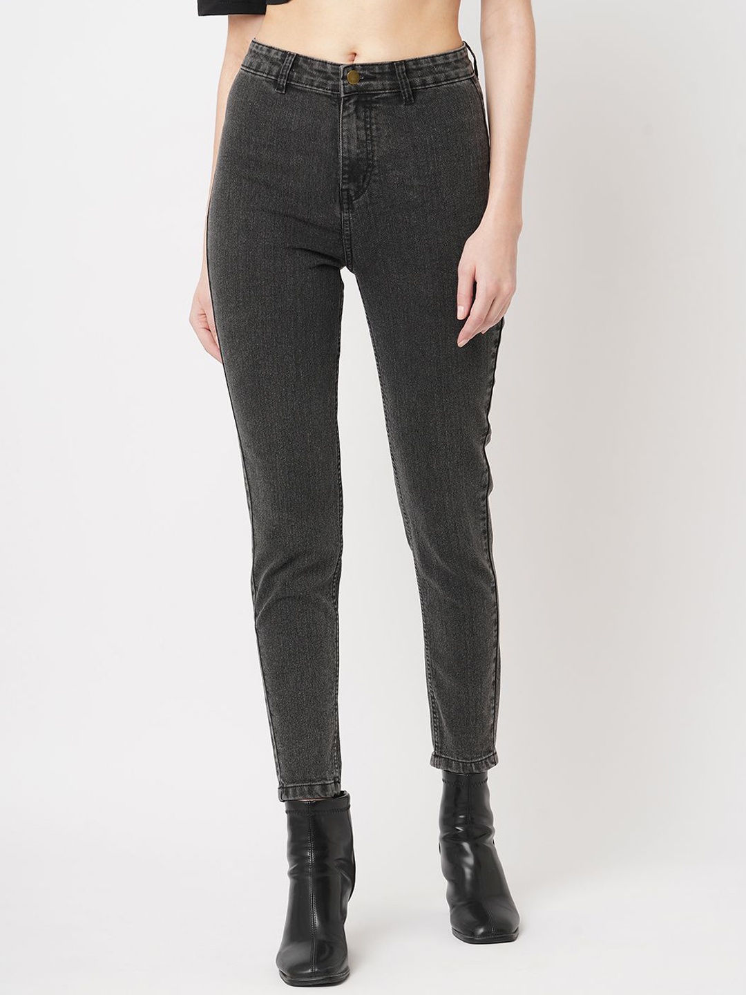 

Mast & Harbour Women Cotton Skinny Fit High-Rise Stretchable Jeans, Black