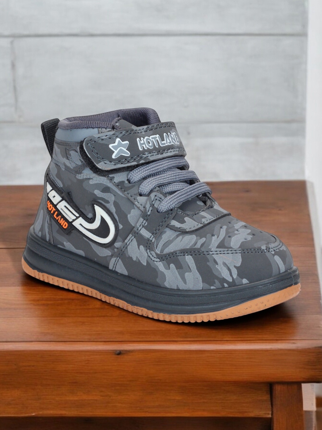 

Lil Lollipop Kids Printed Velcro Sneakers, Grey