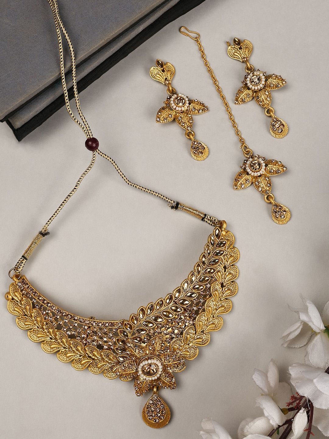 

Anouk Gold Plated Stones Studded & Beaded Jewellery Set