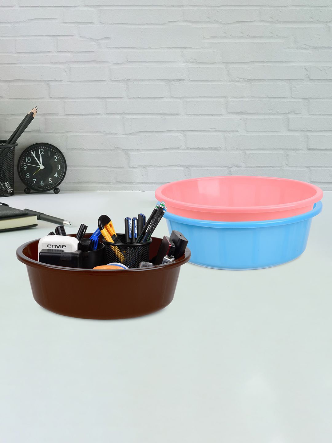 

Kuber Industries Blue 3 Pieces Multipurpose Storage Tub Organizer 6L