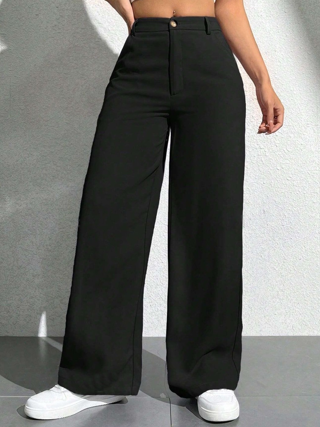 

DIMPY GARMENTS Women Comfort High-Rise Trousers, Black