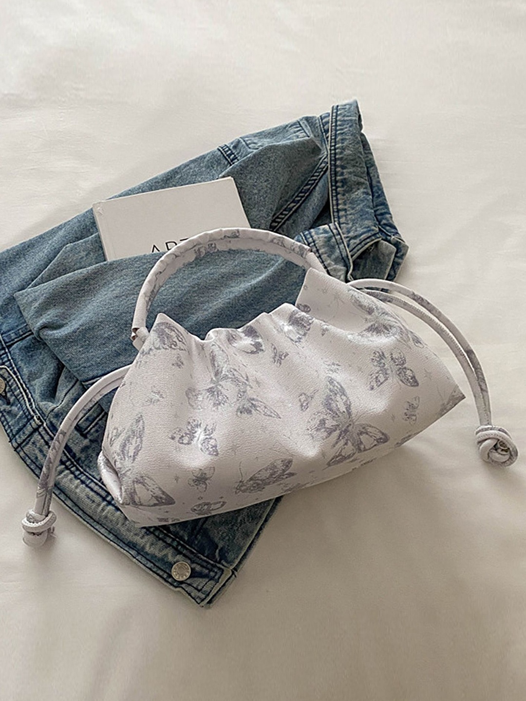 

LULU & SKY Floral Printed PU Oversized Bucket Handheld Bag, Silver